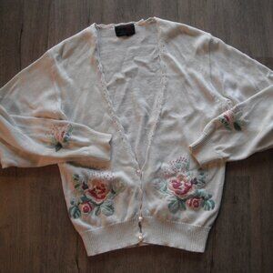 The Villager Vintage Cardigan Roses Size Small